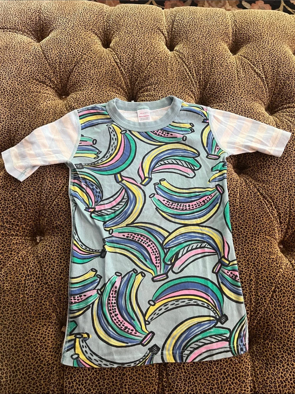 Hanna Andersson Light Blue Rainbow Banana Pajama Set size 12